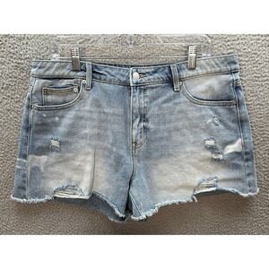 Time And Tru Shorts Womens 14 Blue High Rise Cut Off Distressed Denim Preppy